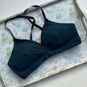 Athleta Teal Sports Bra Adjustable Light Padding V Neck Triangle